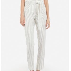 High Wasted Pinstripe Paperbag Ankle Pant